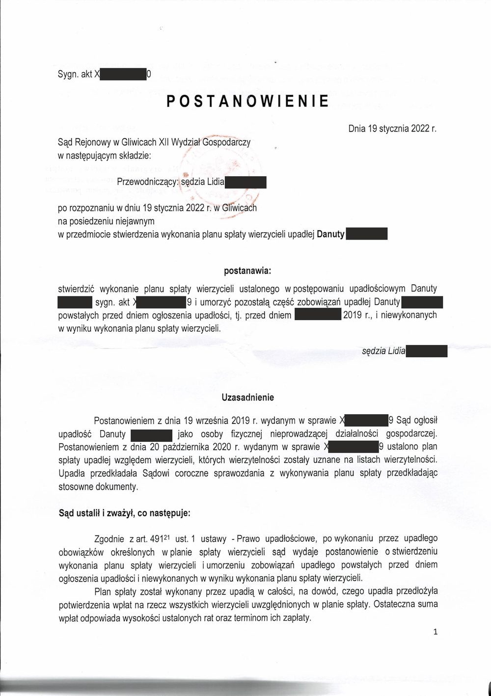 Postanowienie sądu o ogłoszeniu upadłości 4